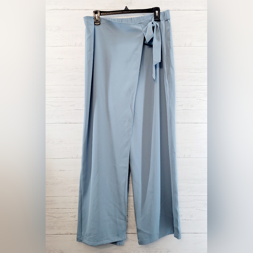 HALARA Light Blue Wide Leg Wrap Pants